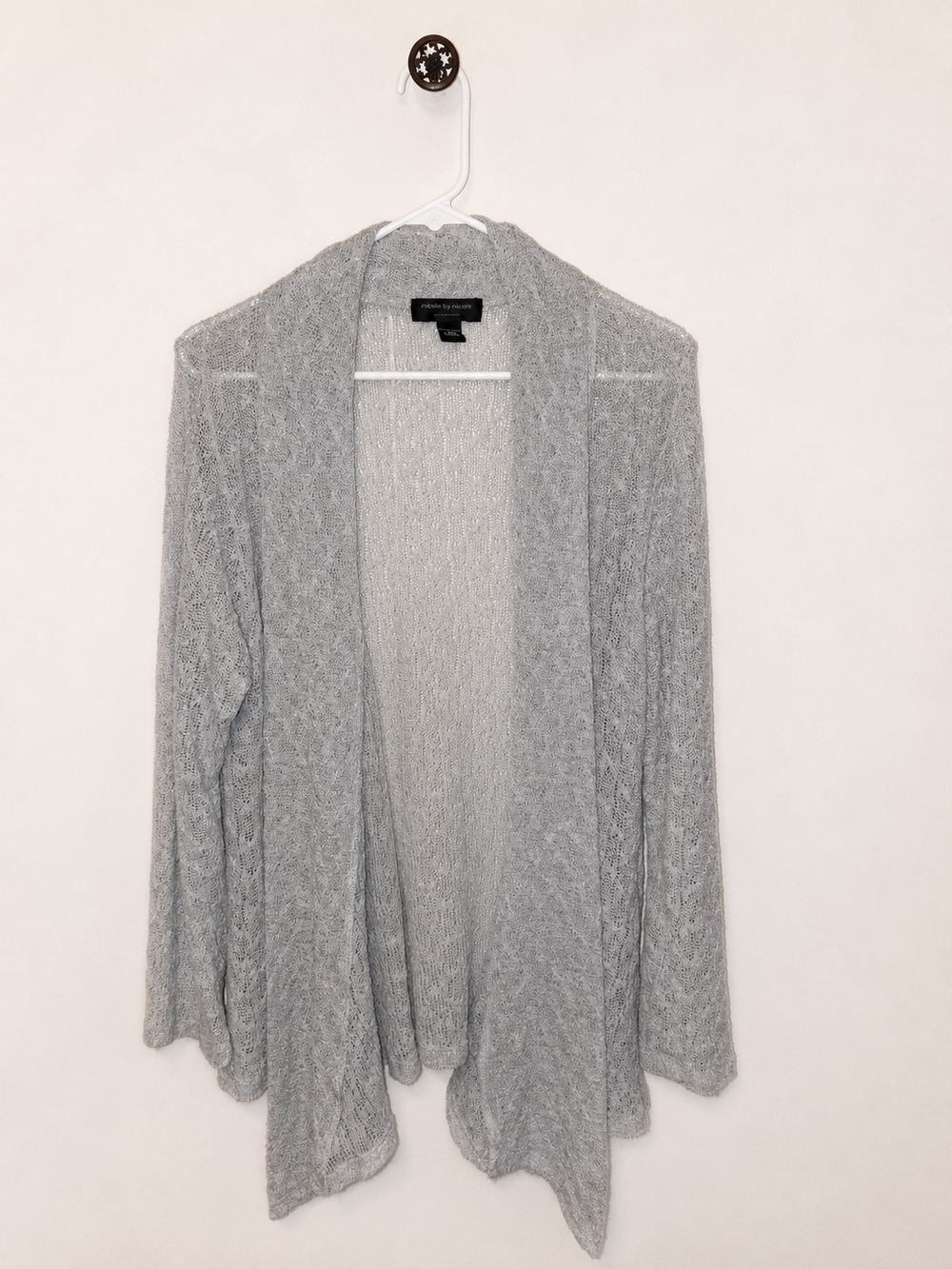 Cable & Gauge Light Gray Open-Front Draped Cardigan